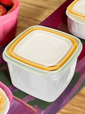 КОМПЛЕКТ КОНТЕЙНЕРОВ ДЛЯ ПРОДУКТОВ CLEVER 3ШТ, 0,45Л + 0,75Л + 1,2Л (Микс 1)