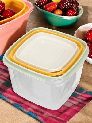 КОМПЛЕКТ КОНТЕЙНЕРОВ ДЛЯ ПРОДУКТОВ CLEVER 3ШТ, 0,45Л + 0,75Л + 1,2Л (Микс 1)