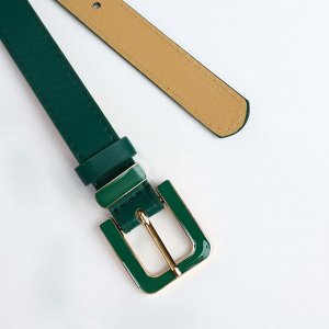 Ремень женский 110x2.3 см, с классической пряжкой в ремня, зелёный