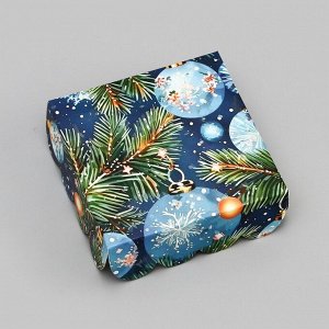 Коробка для печенья, кондитерская упаковка, «Елочные игрушки», 9x9x3 см, Новый год