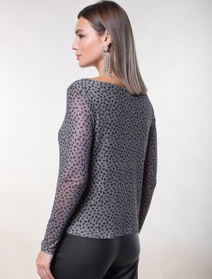 Блузка из сетки на подкладе из тонкой вискозы серый_леопард