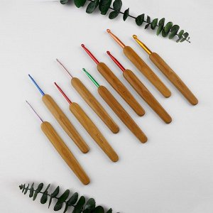 Набор крючков для вязания, с бамбуковыми ручками, d = 2-6 мм, 13,5 см, 9 шт