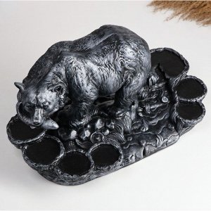 Подставка для бутылки «Медведь», 45x23x25 см, серебро