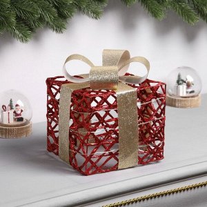 Светодиодная фигура «Подарок красный» 17x15x15 см, 20 LED, батарейки AAх2 (не в комплекте), свечение теплое белое