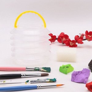 Стакан для кистей складной d=6 см, с губкой, прозрачный с ручкой