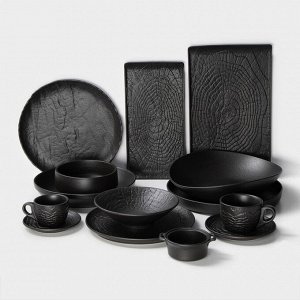 Тарелка Magistro Black style, d=23 см, фарфор, чёрная