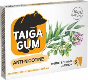 Смолка Taiga Gum "ANTI-NICOTINE" блистер №5 по 0,8 г, в растит. пудре, без сахара, в инд. уп.