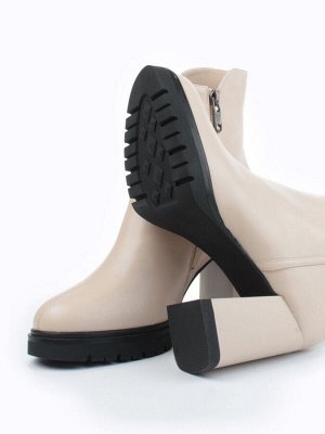 04-M3-846 BEIGE  Ботильоны зимние женские (натуральная кожа, натуральный мех)