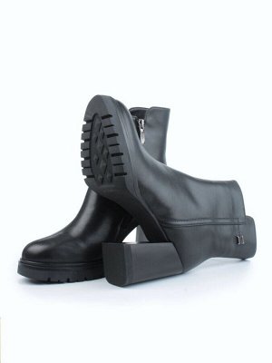 04-M3-847 BLACK Ботильоны зимние женские (натуральная кожа, натуральный мех)