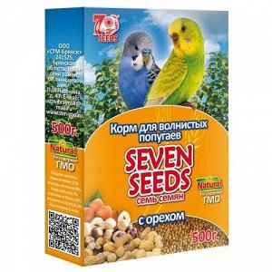 Seven Seeds Корм для волнистых попугаев с орехом 500гр.*12 14274