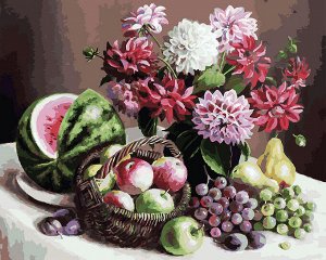 Набор для творчества Белоснежка картина по номерам на холсте Георгины и фрукты 40 на 50 см5
