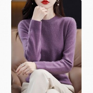 Джемпер с круглым горлом и  длинным рукавом, фиолетовый