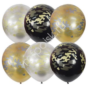 M 12"/30см BLACK&GOLD&SILVER 5 ст. рис Милитари 25шт