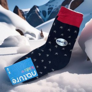 Nature Socks 725д Носки детские термо, синие с рисунком звезды