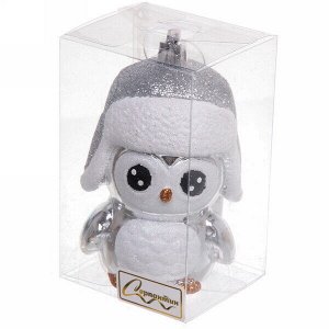 Ёлочная игрушка "Новогодний пингвин" 7*6*11 см, серебро