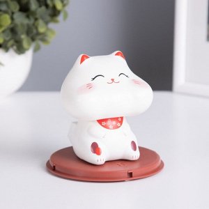 Маятник пластик от солнечной батареи "Кот Манэки-нэко сытый с щёчками" 10х10х10,3 см