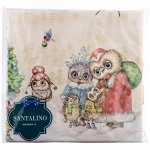 SANTALINO / КОМПЛЕКТ САЛФЕТОК 2ШТ &quot;СОВУШКИ. НОВЫЙ ГОД&quot; 40Х40 СМ ,БЕЖЕВЫЙ, 100% ХЛОПОК,ТВИЛ