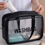осметичка непромокаемая в стильном дизайне большая, цвет черный