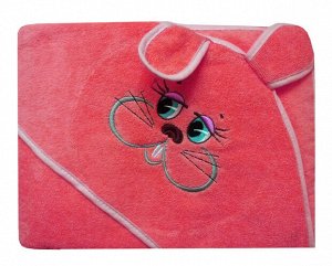 Махровое полотенце детское "Уголок" 100*100 с вышивкой (Зайчик, розовый)
