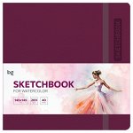 Скетчбук для акварели 40л., 145*145 BG &quot;&quot;Bright. Berry&quot;&quot;, кожзам, на резинке, 200г/м2