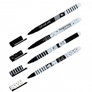 Ручка гелевая стираемая MESHU ""Black&white"" синяя, 0,5мм, корпус ассорти, софт-тач