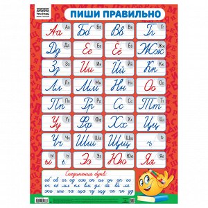 Плакат обучающий ТРИ СОВЫ ""Пиши правильно"", 440*600мм