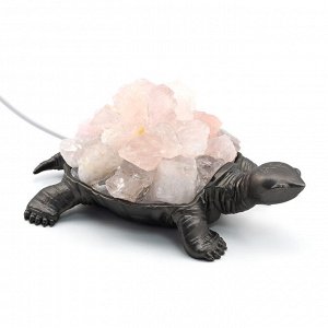 Светильник USB с розовым кварцем "Черепаха" цв.патина 115*84*45мм.