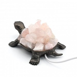 Светильник USB с розовым кварцем "Черепаха" цв.патина 115*84*45мм.