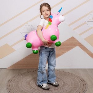 Попрыгун ZABIAKA «Единорог», 51x25x50 см, розовый
