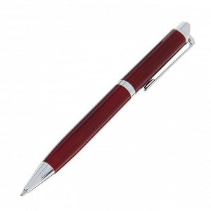 Ручка подарочная, шариковая "Эспрессо" в кожзам футляре, поворотная, бордовый/серебристый