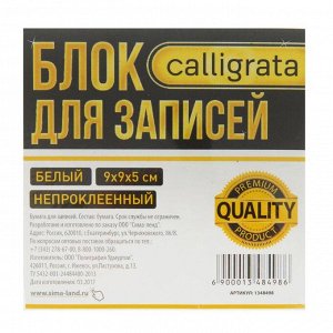 Блок бумаги для записей Calligrata «Премиум», 9 x 9 x 5 см, офсет 80 г/м2, непроклеенный, белый