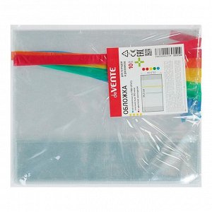 deVENTE Набор обложек ПВХ 10 штук, 213 х 355 мм, 110 мкм, для дневников и тетрадей, с цветной закладкой Bookmark, в пластиковом пакете