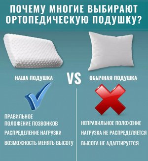 Подушка ортопедическая с эффектом памяти для сна Protection Spacepillow, 2-х валиковая, 50*30см, белая