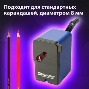 Точилка механическая BRAUBERG "UNIVERSAL", крепление к столу, металлический механизм, чёрный/синий, 222515