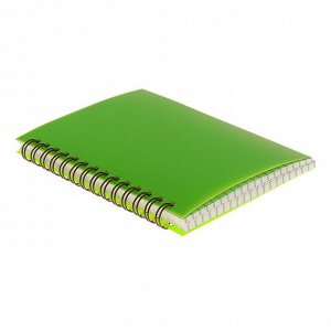 Записная книжка А6, 80 листов в клетку на гребне "Зелёная. Неон", пластиковая обложка, блок 80 г/м²