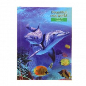 Записная книжка А7, 64 листа «Мир дельфинов», твёрдая обложка, глянцевая ламинация
