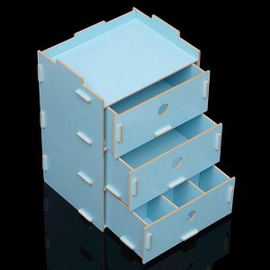 Органайзер «Шкафчик», разборный, 3 выдвижных ящика, голубой, 19х16х27 см
