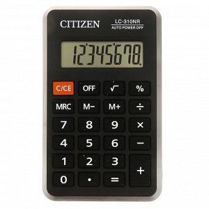 Калькулятор карманный 8-разрядный, 69х115х23 мм, питание от батарейки, чёрный LC310NR