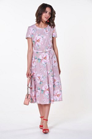 Платье Анна №1.Цвет:бежевый/розовый