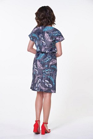 Платье Ульяна №8.Цвет:оливковый/перья