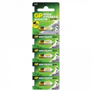 Батарейка GP High Voltage, 27 A, алкалиновая, для сигнализаций, 1 шт., в блистере (отрывной блок), 27AFRA-2C5