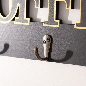 Крючки декоративные дерево "Кофе" чёрный с золотом 3х30х12 см