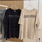 Женская футболка с длинным рукавом, со стразами, цвет бежевый