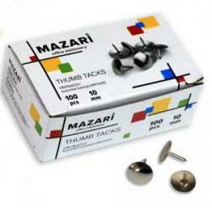 Кнопки канцелярские "Mazari" метал. никел. 100шт/уп (1/10) арт. M-6888
