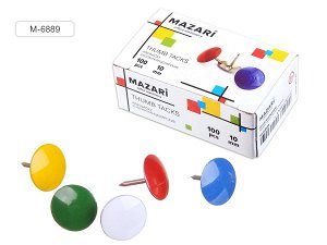Кнопки канцелярские "Mazari" метал. цветные 100шт/уп (1/10) арт. M-6889