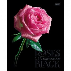 Тетрадь 96 л А5 клетка "Хатбер Roses on black" 1/6 арт. 96Т5лолВ1