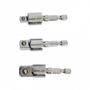 Набор шарнирных адаптеров для шуруповерта ТУНДРА, CrV, 1/4 - 3/8 - 1/2", 52 - 57 мм, 3 шт.