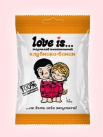 Жевательный мармелад в виде сердца Love is со вкусом клубника-банан / Лав Из 25 гр