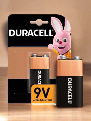 Батарейка DURACELL Basic, 6LR61 (КРОНА), Alkaline, 1 шт., в блистере, 9 В