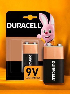 Батарейка DURACELL Basic, 6LR61 (КРОНА), Alkaline, 1 шт., в блистере, 9 В